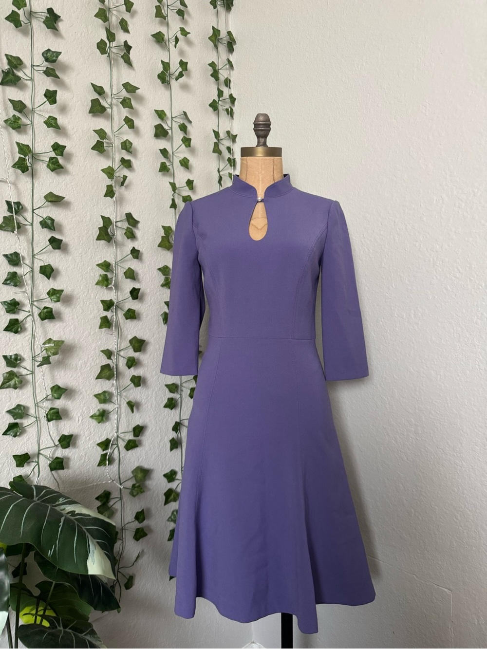 White House Black Market Lavender Midi Dress with Keyhole